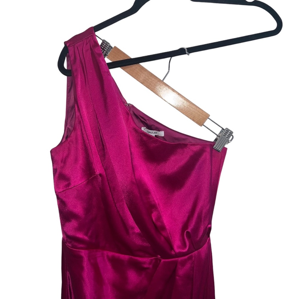 Sau Lee Preston One Shoulder Maxi Gown In Raspberry - Picture 3 of 10